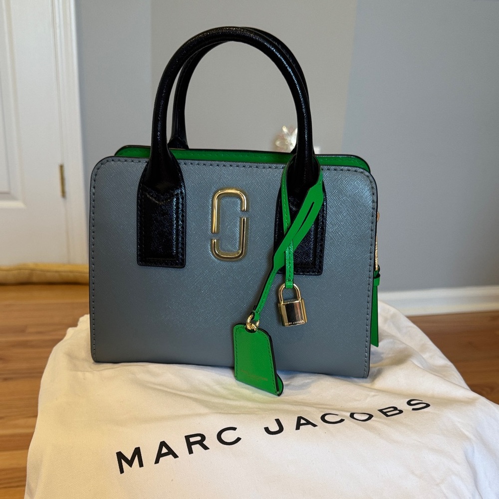 Marc Jacobs Gray and Black Satchel with Gold Accent